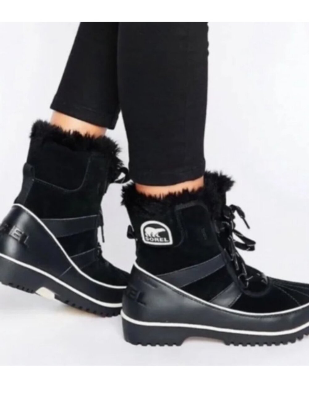 Sorel Women's Black Tivoli 2 Faux Fur Winter Snow Boots Size 8